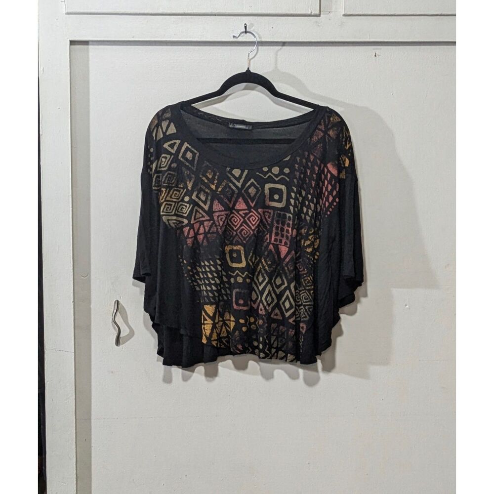 Geometric Print Dolman Crop Top - Limonata